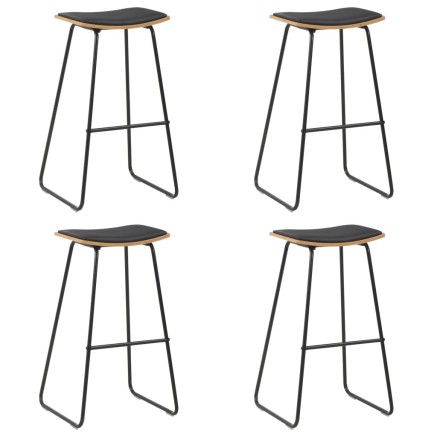 Tabourets de bar lot de 4 noir similicuir
