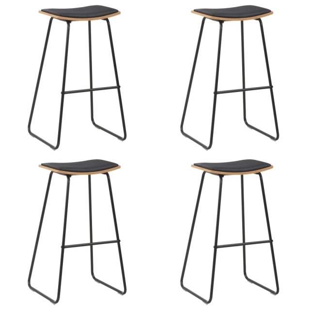 Tabourets de bar lot de 4 noir similicuir