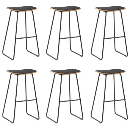 Tabourets de bar lot de 6 noir similicuir