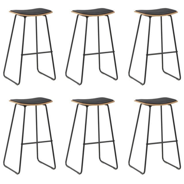 Tabourets de bar lot de 6 noir similicuir
