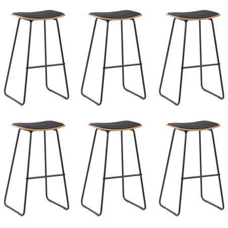 Tabourets de bar lot de 6 noir similicuir