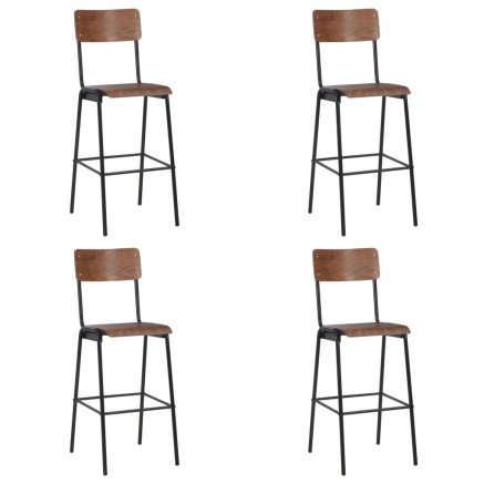 Chaises de bar lot de 4 contreplaqué solide et acier