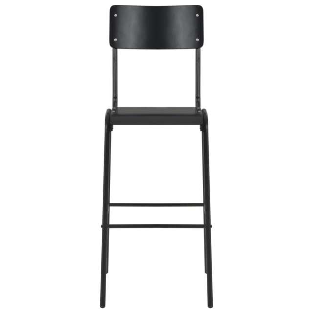 Chaises de bar lot de 6 noir contreplaqué solide et acier