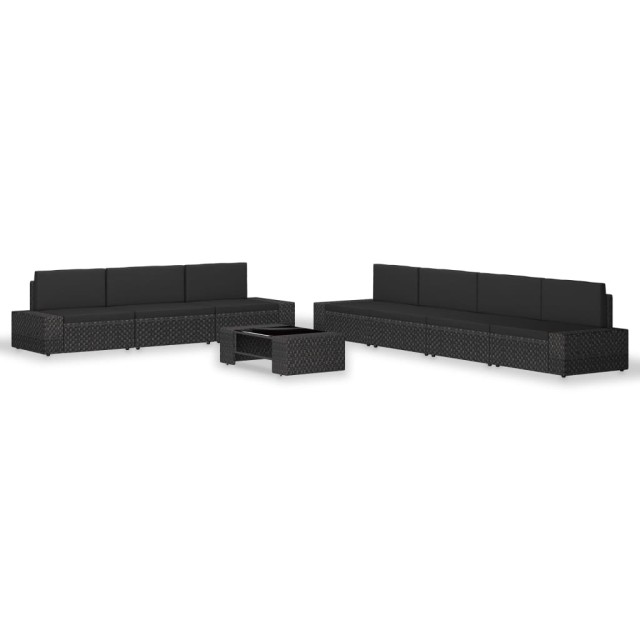 Salon de jardin 8 pcs Résine tressée Noir