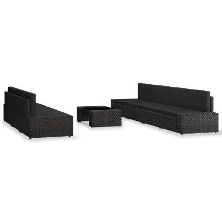 Salon de jardin 8 pcs Résine tressée Noir 2