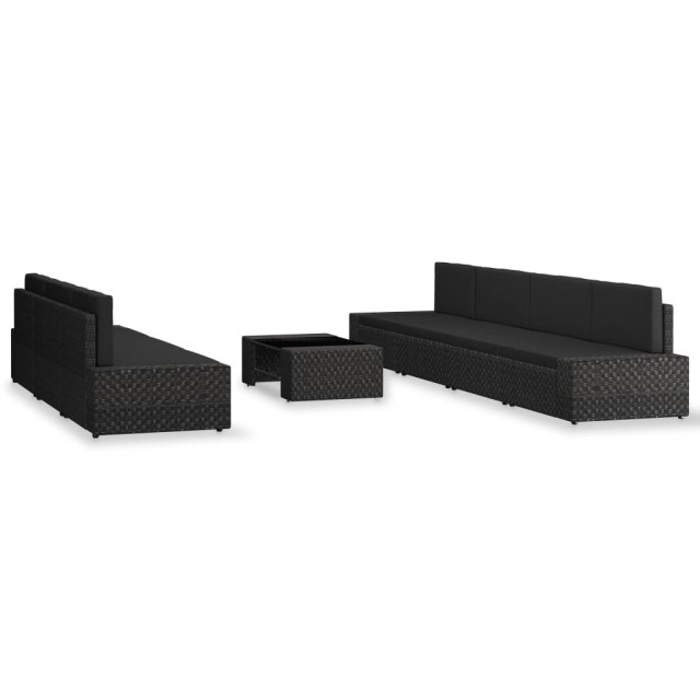 Salon de jardin 8 pcs Résine tressée Noir