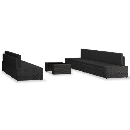 Salon de jardin 8 pcs Résine tressée Noir