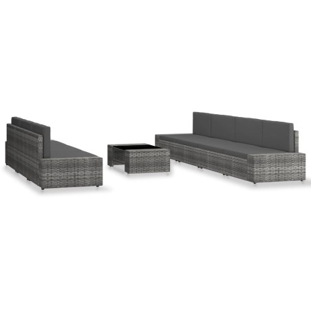 Salon de jardin 8 pcs Résine tressée Gris