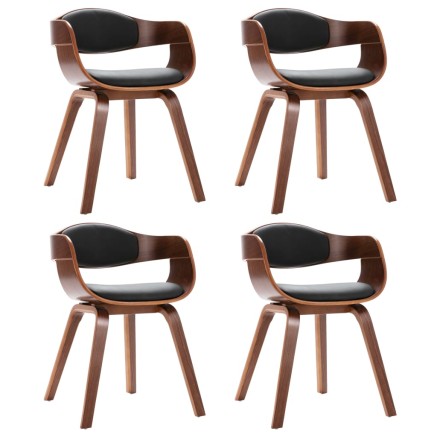Chaises à manger lot de 4 bois courbé et similicuir 2
