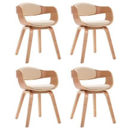 Chaises à manger lot de 4 bois courbé et similicuir 2