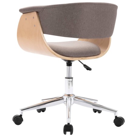 Chaise pivotante de bureau Taupe Bois courbé et tissu