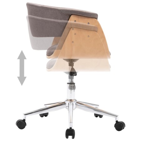Chaise pivotante de bureau Taupe Bois courbé et tissu