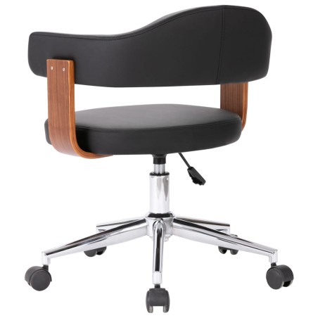 Chaise pivotante de bureau Noir Bois courbé et similicuir