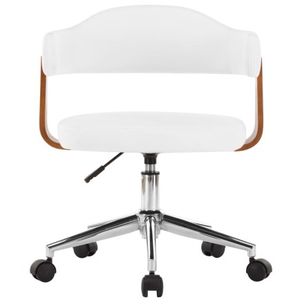 Chaise pivotante de bureau Blanc Bois courbé et similicuir 2