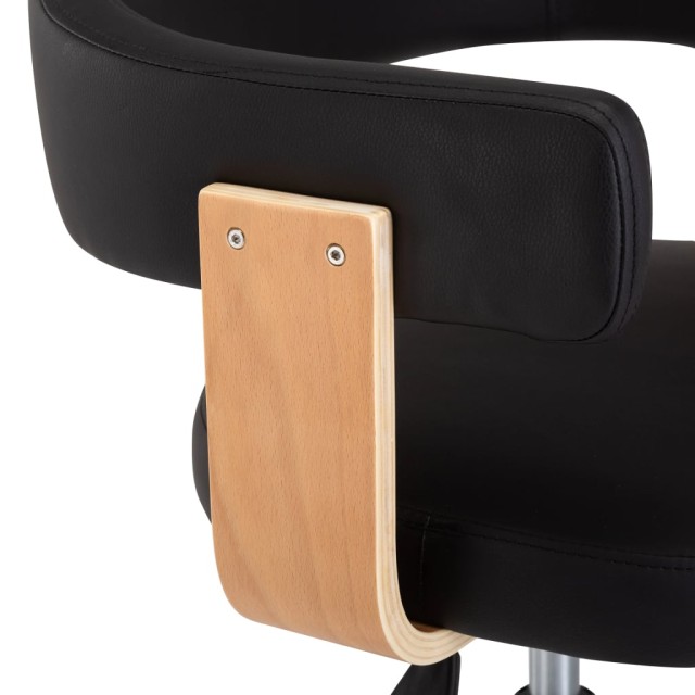 Chaise pivotante de bureau Noir Bois courbé et similicuir