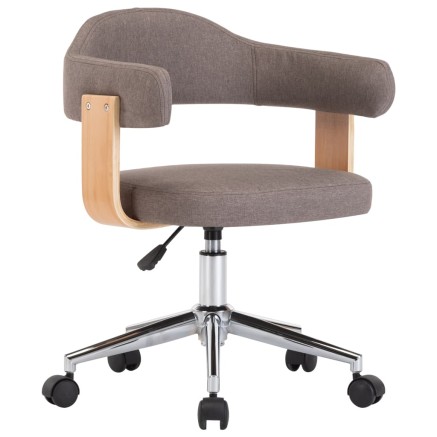 Chaise pivotante de bureau Taupe Bois courbé et tissu