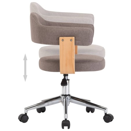 Chaise pivotante de bureau Taupe Bois courbé et tissu
