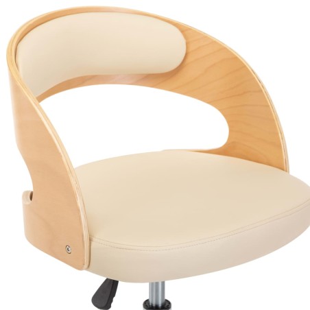 Chaise pivotante de bureau Crème Bois courbé et similicuir