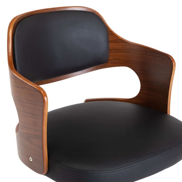 Chaise pivotante de bureau Noir Bois courbé et similicuir