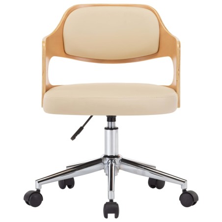 Chaise pivotante de bureau Crème Bois courbé et similicuir