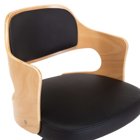 Chaise pivotante de bureau Noir Bois courbé et similicuir