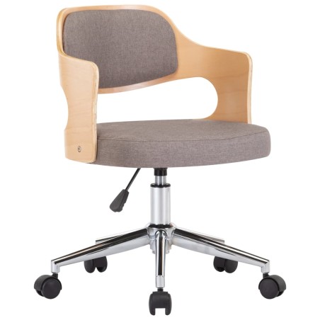 Chaise pivotante de bureau Taupe Bois courbé et tissu