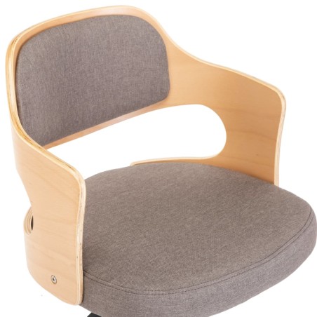Chaise pivotante de bureau Taupe Bois courbé et tissu