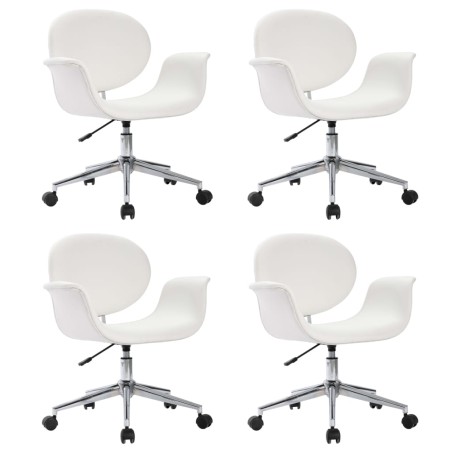 Chaises pivotantes à manger lot de 4 blanc similicuir