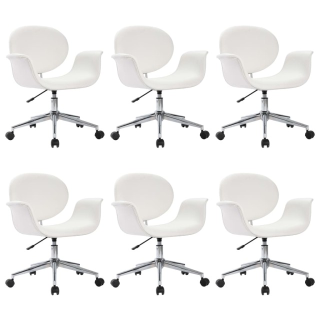 Chaises pivotantes à manger lot de 6 blanc similicuir