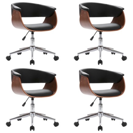 Chaises pivotantes à manger lot de 4 Noir Similicuir 2