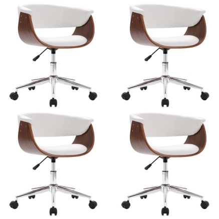 Chaises pivotantes à manger lot de 4 Blanc Similicuir 2