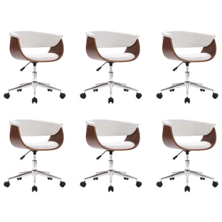 Chaises pivotantes à manger lot de 6 blanc similicuir 2