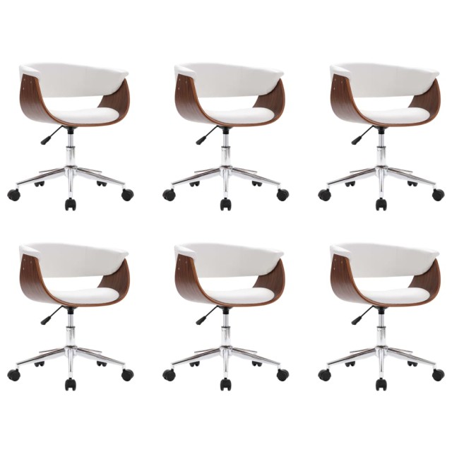 Chaises pivotantes à manger lot de 6 blanc similicuir