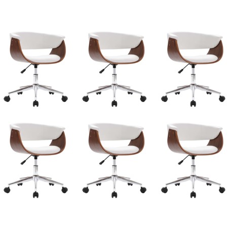 Chaises pivotantes à manger lot de 6 blanc similicuir