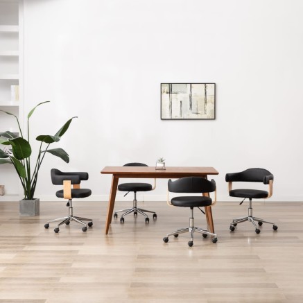 Chaises pivotantes à manger lot de 4 Noir Similicuir