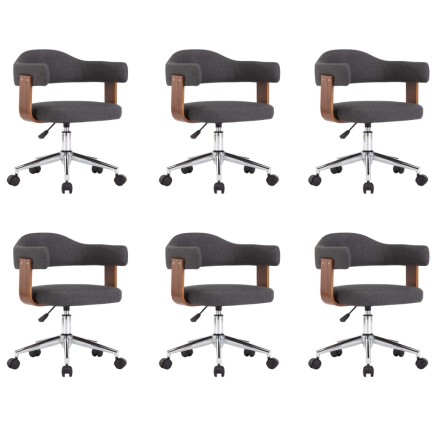 Chaises pivotantes à manger lot de 6 gris bois courbé et tissu 2