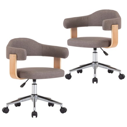 Chaises pivotantes à manger lot de 2 taupe bois courbé et tissu 2