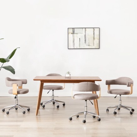 Chaises pivotantes à manger lot de 4 taupe bois courbé et tissu