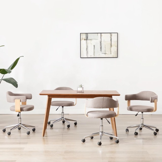 Chaises pivotantes à manger lot de 4 taupe bois courbé et tissu