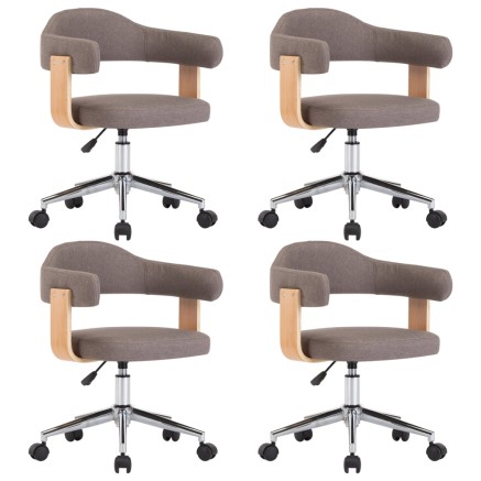 Chaises pivotantes à manger lot de 4 taupe bois courbé et tissu 2