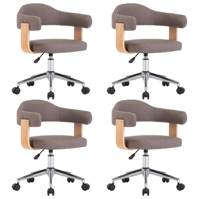 Chaises pivotantes à manger lot de 4 taupe bois courbé et tissu