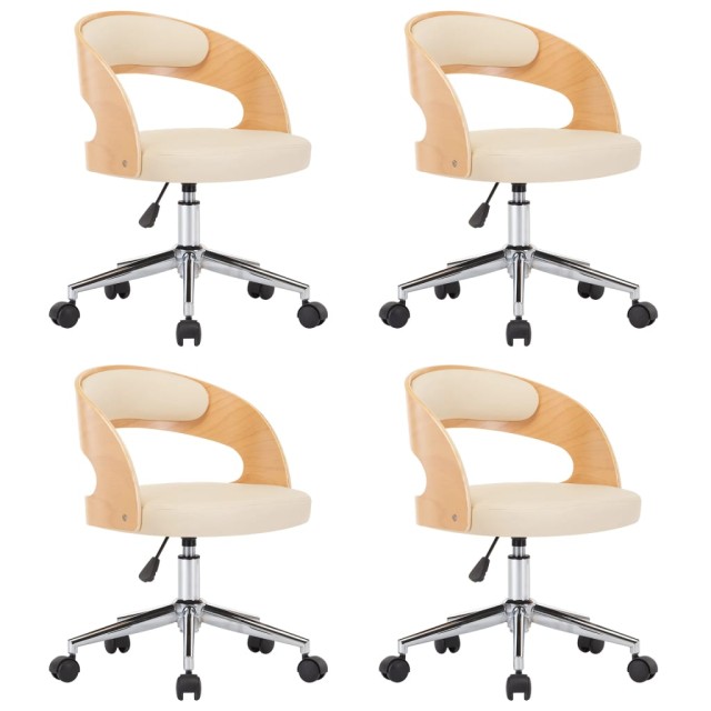 Chaises pivotantes à manger lot de 4 bois courbé et similicuir