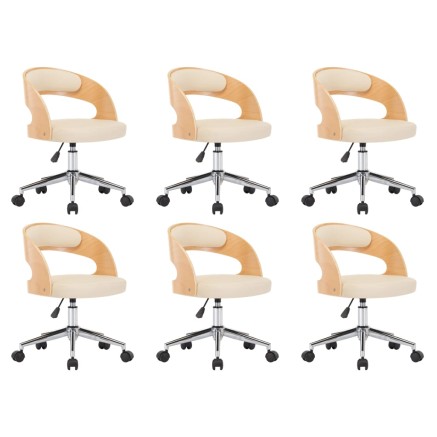 Chaises pivotantes à manger lot de 6 bois courbé et similicuir 2