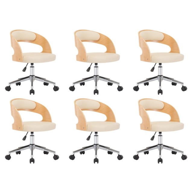 Chaises pivotantes à manger lot de 6 bois courbé et similicuir