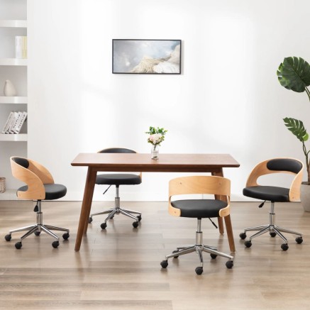 Chaises pivotantes à manger lot de 4 bois courbé et similicuir