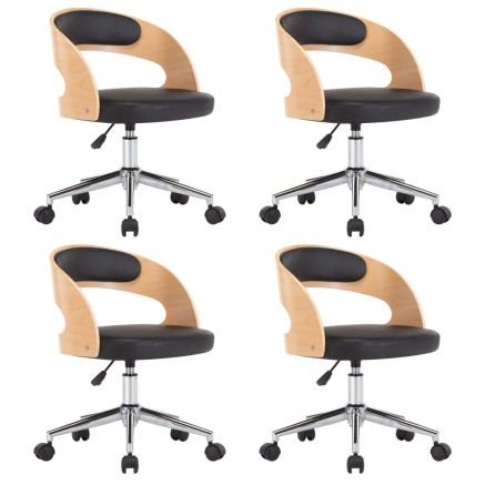 Chaises pivotantes à manger lot de 4 bois courbé et similicuir 2