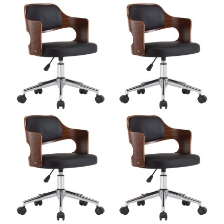 Chaises pivotantes à manger lot de 4 bois courbé et similicuir 2