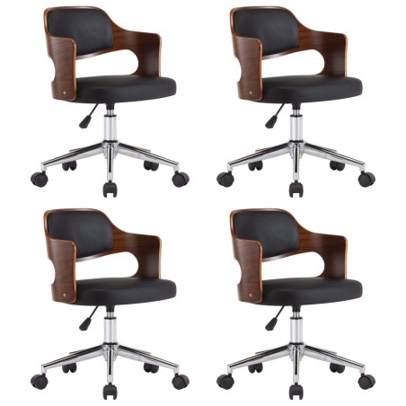 Chaises pivotantes à manger lot de 4 bois courbé et similicuir