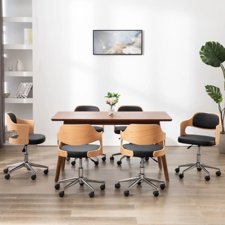 Chaises pivotantes à manger lot de 6 bois courbé et similicuir