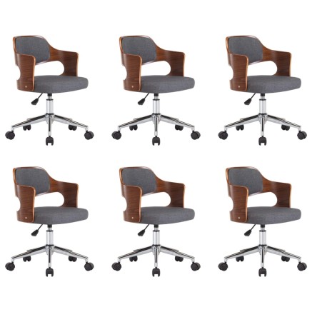 Chaises pivotantes à manger lot de 6 gris bois courbé et tissu 2